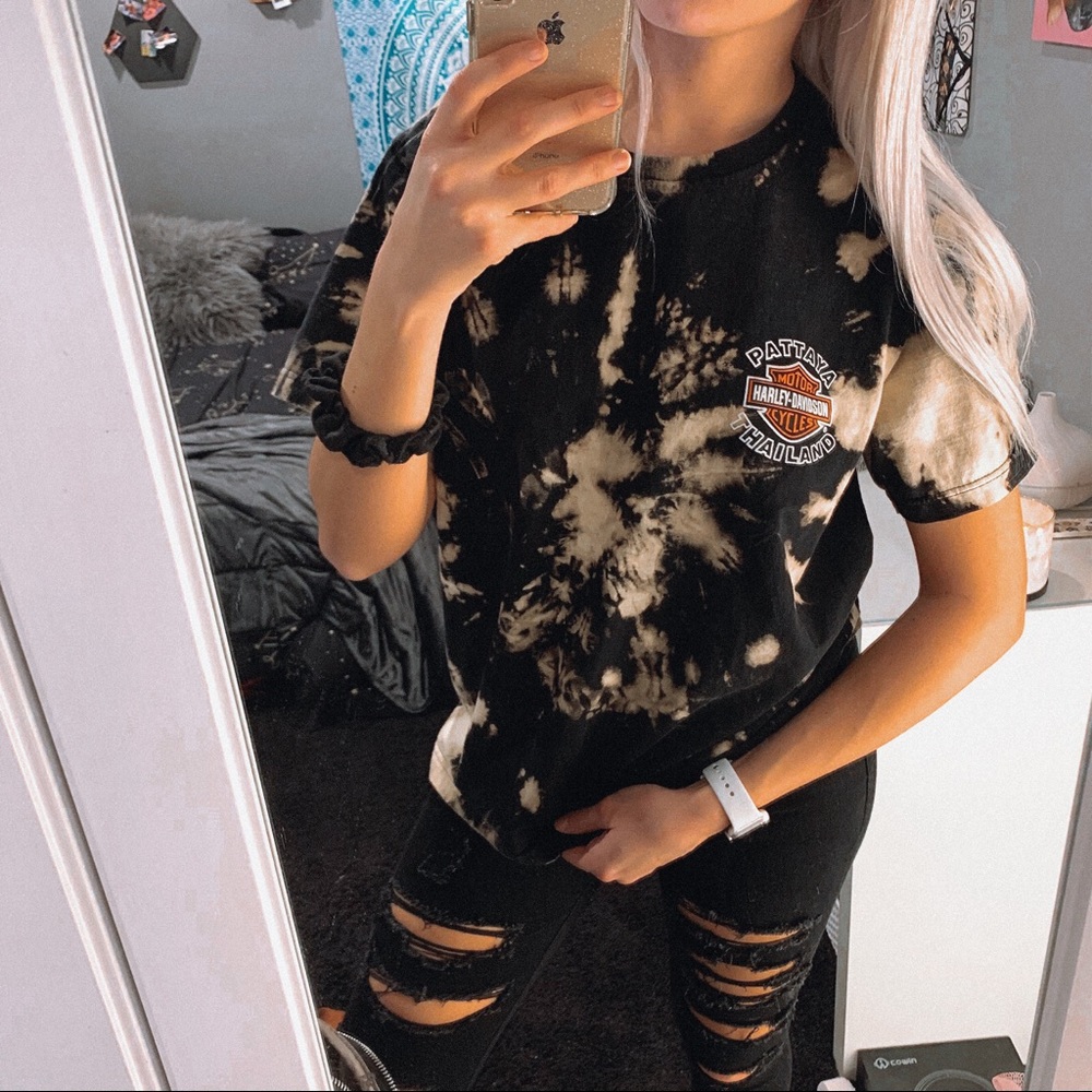 Harley Davidson Thailand Tie Dye Bleached T Shirt
